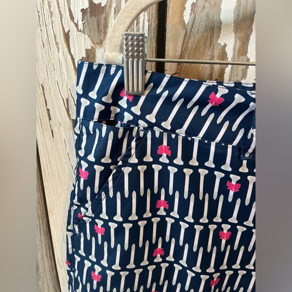 Birdies And Bows Golf Shorts Navy Tees & Bows Size 14 Inseam 6” - Picture 4 of 8